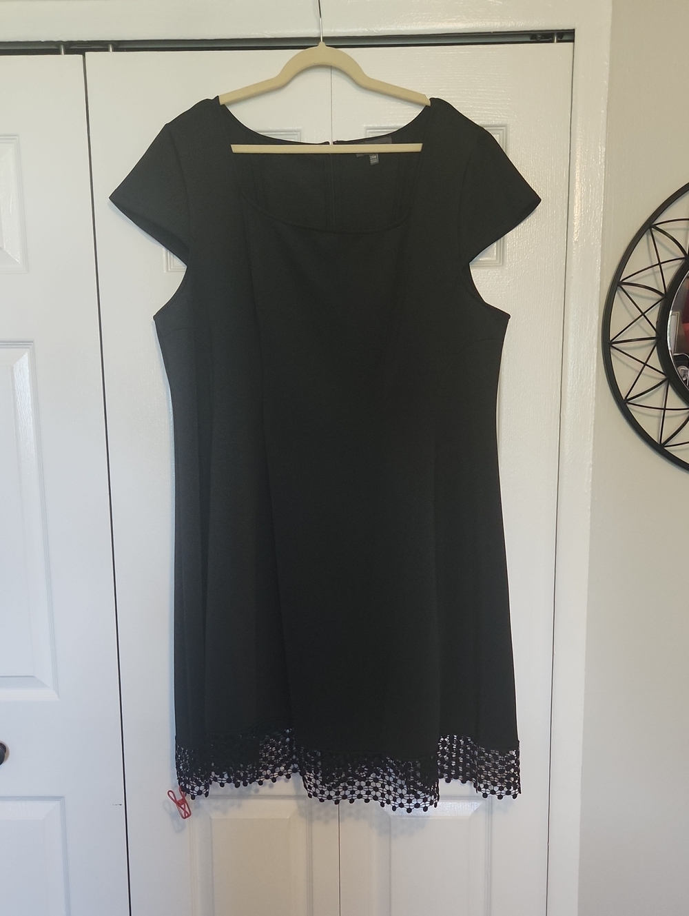 Black Cap-Sleeve Dress with Lace Hem Size 24W
